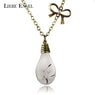 Glass Bulb Shaped Dandelion Gold Color Long Chain Necklace