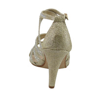 Women Rhinestone Glitter Criss Cross Strap Heel Sandal - sparklingselections