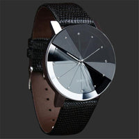 Stainless Steel Dial Leather Band Wrist Watch for Men