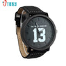 Quartz Analog Faux Black Leather Band Unisex Wrist Watch