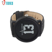 Quartz Analog Faux Black Leather Band Unisex Wrist Watch