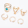 Bohemian 6pcs/Pck Vintage Anti Silver Blue Turquoise Rings for Women