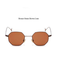 Metal Small Frame Polygon Clear Square Sunglasses for Women