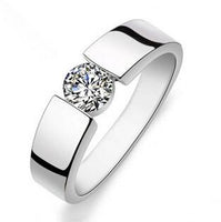 Shiny CZ Zircon Silver Plated Wedding Finger Ring - sparklingselections