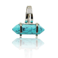 Colorful Crystal Quartz Natural Stone Charm Bullet Shape Ring for Women
