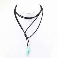 Black Terciopelo Leather Long DIY Chain necklaces for Women - sparklingselections
