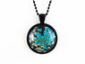 Natural Blue and White Dried Flowers Pendant Necklace