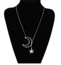 Vintage Silve Hollow Moon Star Pendant Necklace for Women
