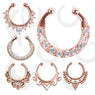 Rosegold Clicker Fake Septum Piercing Crystal Hollow Nose Ring For Women