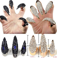 New Punk Eagle Claw Nail Finger Rings Set For Women Rhinestone Crystal  Full Finger Ring False Eagle Claw Ring 5pcs - sparklingselections