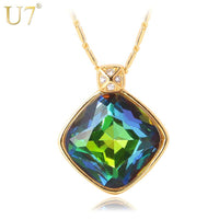 Green Crystal Charm Pendant Necklace For Women - sparklingselections