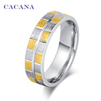 Yellow And Silver Square Stainless Steel Rings For Women  (R54)