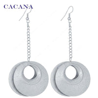 Women Double Same Round Dangle Long Matte Earrings - sparklingselections