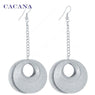 Women Double Same Round Dangle Long Matte Earrings