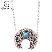 Silver Plated Ethnic Moon Pendant Necklace - sparklingselections