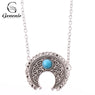 Silver Plated Ethnic Moon Pendant Necklace