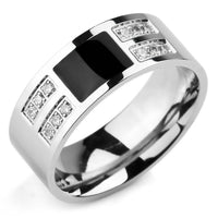 Stainless Steel Beauty Crystal Men Ring With CZ Stone