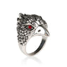 Punk Animal Eagle Head Silver Black Crystal Ring