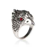 Punk Animal Eagle Head Silver Black Crystal Ring - sparklingselections