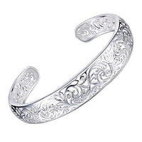 Silver Plated Bezel Hollow Cuff Bangle Bracelet - sparklingselections