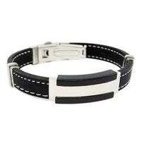 Rubber Black Wristband Bangle Clasp Cuff Bracelet - sparklingselections