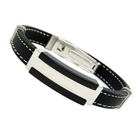 Rubber Black Wristband Bangle Clasp Cuff Bracelet - sparklingselections