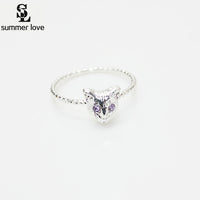 Crystal Eye Black Cat Head Toe Rings For Women (Size JP: 14)