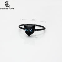 Crystal Eye Black Cat Head Toe Rings For Women (Size JP: 14)