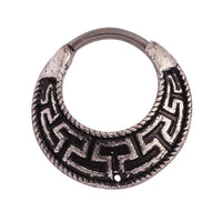 Maze Tribal Fan Round Surgical Steel Septum Clicker Pierced Nose Ring