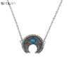 Ethnic Style Blue Resin Stone Pendant Necklace For Women