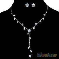Flower Rhinestone Necklace Set - sparklingselections