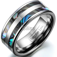 8mm Top Quality Tungsten Carbide Ring with Double Abalone Shell Inlay for Men Engagement Wedding Bands anillos hombre - sparklingselections