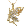 Gold Color Crystal Angel Pendant Necklace