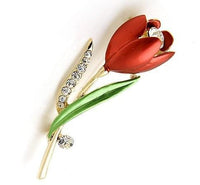 New Stylish Rhinestone Enameled Pin Flower Tulip Pin Brooch For Women - sparklingselections