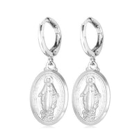 Silver Color Religious Drop Earrings For Women - sparklingselections