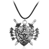 Shield Rope Leather Pendant Necklace - sparklingselections