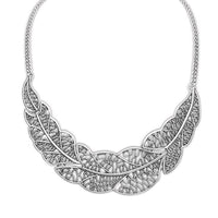 Vintage Metal Leaves Pendant Necklace for Women