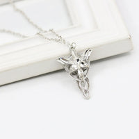 Zircon Silver Plated Evenstar Arwen Pendant Necklace for Women