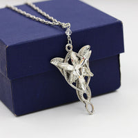 Zircon Silver Plated Evenstar Arwen Pendant Necklace for Women