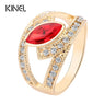 Red Crystal Gold Color Punk Rings For Women