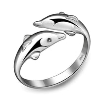 Silver-Plated Double Dolphin Ring - sparklingselections