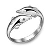 Silver-Plated Double Dolphin Ring