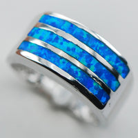 Blue Opal Sterling Silver Ring Size 6 7 8 9 10