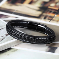 Men Black Leather Bracelet - sparklingselections