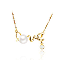 LOVE Letters Imitation Pearls Crystal Chain Pendant for Women
