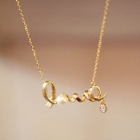 LOVE Letters Imitation Pearls Crystal Chain Pendant for Women