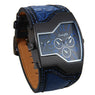 New Men Luxury Small Dials Blue Leather Strap Watch