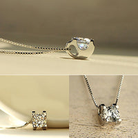 Cubic Zirconia Silver Plated Drop Pendant Necklace for Women