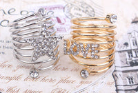 Silver Zinc Alloy Multi layers Star Ring for Women