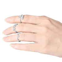 Women's 3pcs Alloy Gold/Silver Rhinestone Leaf Above Knuckle Finger Ring